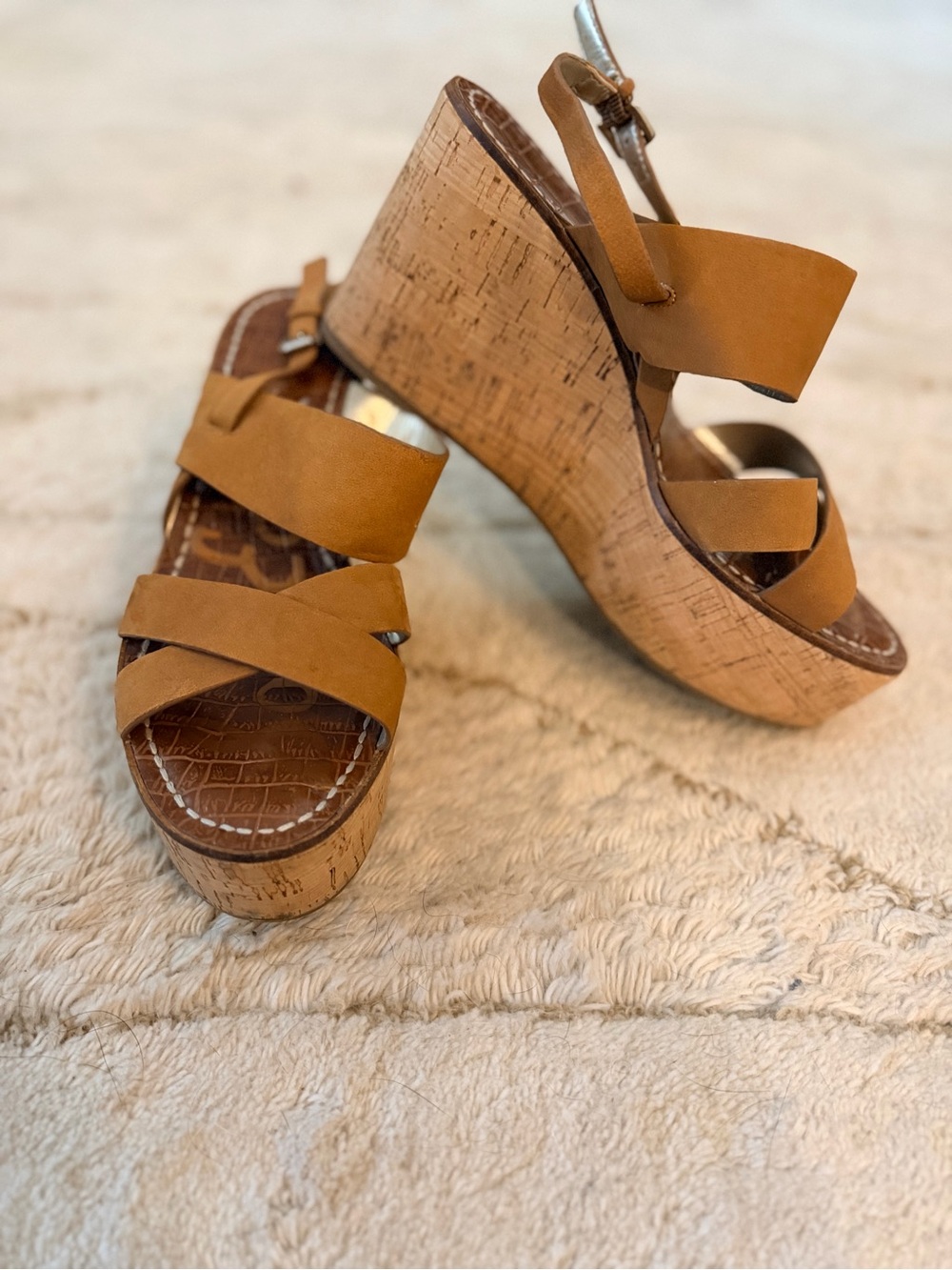Sam Edelman Tan Cork Wedge Sandals